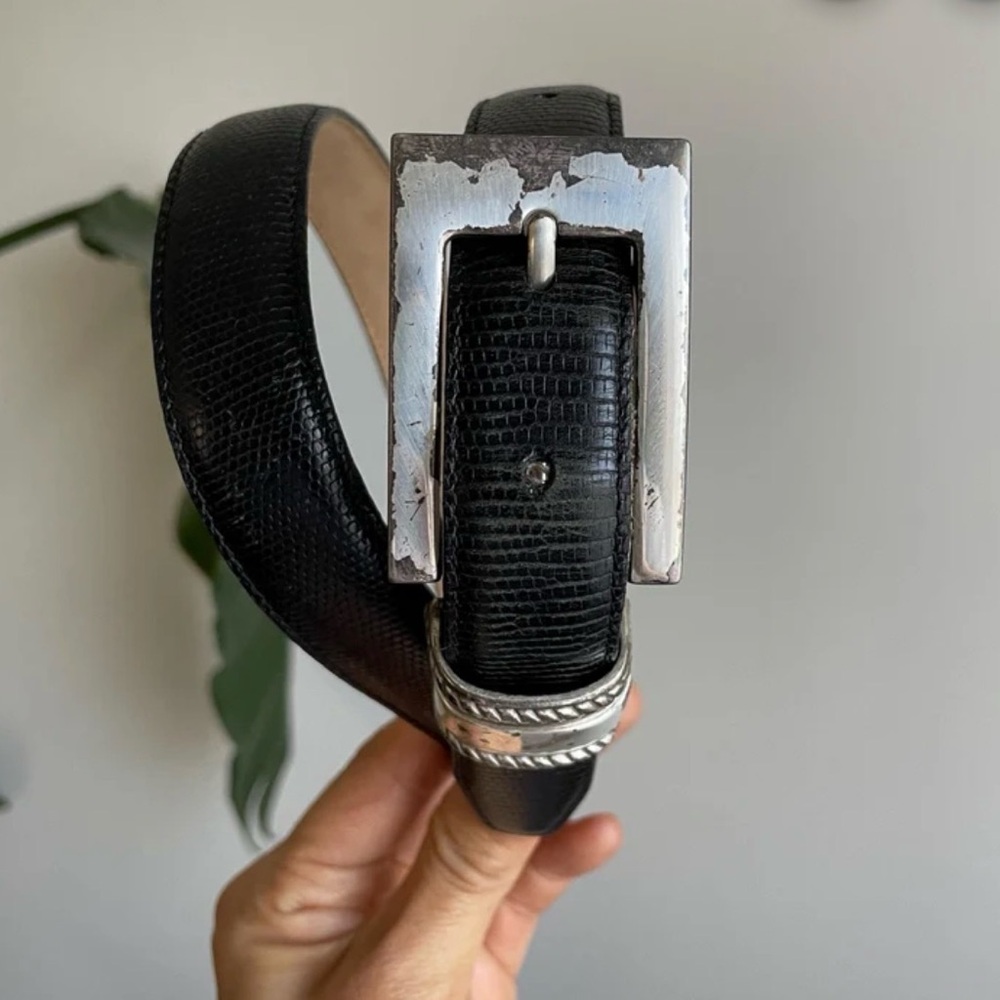 Brighton Black Belt with Silver Accents
